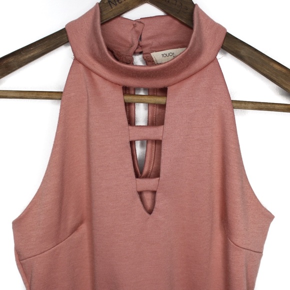Touch Blue Nude Blush Pink Halter Top Large Preowned - Picture 2 of 6
